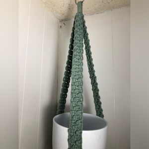 Sage Green Macrame Plant Hanger. NEW.